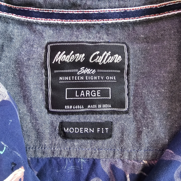 Modern Culture Blue Large Short Sleeve Button Down - Picture 3 of 3